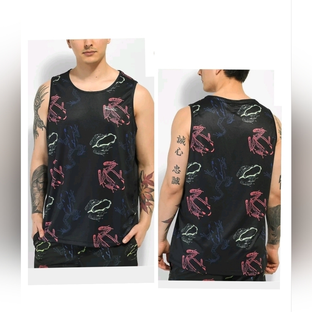 M383) Primitive Skateboarding Sonora Frog Black Tank Top Size Medium